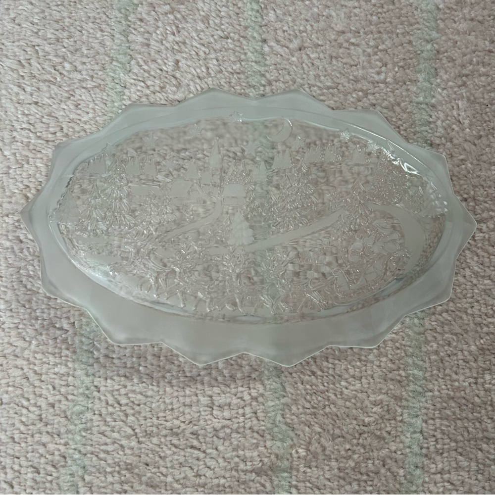Vintage Mikasa Silent Night Glass Candy Dish Christmas Holidays Santa - Picture 6 of 10